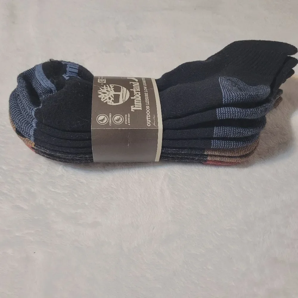 Timberland Outdoor Leisure Low Quarter Socks 4 Pack Mens OSFM Shoe 9-12 New OOS